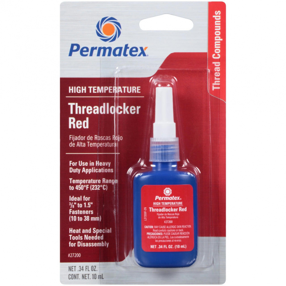 Фиксатор резьбы сильной фиксации High Temperature Threadlocker Red, 10 мл PERMATEX 27200